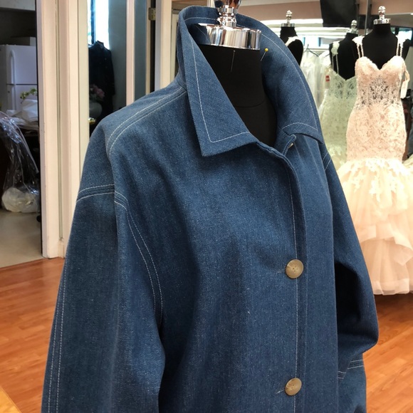 Women’s single breasted denim pea coat, made in US - Picture 4 of 7